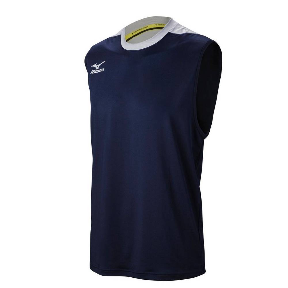 Mens Mizuno Cutoff Jersey Navy/Silver Philippines (GJBKFP016)